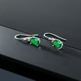 thumbnail image 5 of Gem Stone King 10K White Gold Green Nano Emerald and White Diamond Dangle Earrings for Women (2.13 Cttw, Gemstone Birthstone, Oval 8x6mm), 5 of 5
