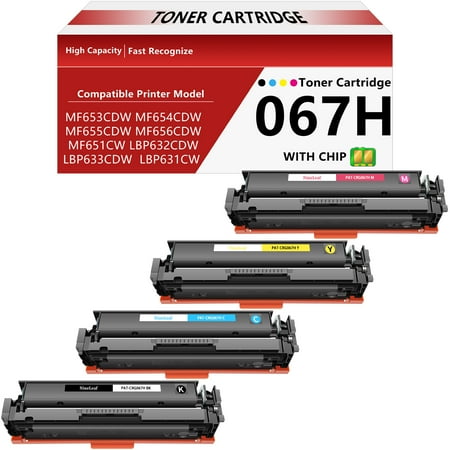NineLeaf 067H Toner Cartridge set Compatible Replacement for Canon CRG067H 067h High Yield Cartridge Work for imageCLASS MF656Cdw MF654Cdw LBP632Cdw MF653Cdw Printers(Black,Cyan,Yellow,Magenta)