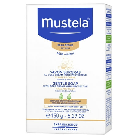 Mustela Baby Gentle Bar Soap with Cold Cream for Dry Skin, 5.29