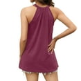 thumbnail image 2 of Vedolay Trendy Tops For Women Women's Sleeveless V Neck Tank Tops Summer Casual Basic Solid Color Camis Tee Shirts,Purple S, 2 of 5