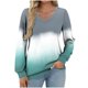 thumbnail image 2 of Heisall Womens Tops V-Neck Long Sleeve Loose Casual T-Shirts Gradient Color Fashion Blouse, 2 of 5