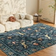 thumbnail image 4 of DUKINO 5x7 Rug, Washable Animal Living Room Rug with Non Slip Vintage Design, Soft Low Pile Large Carpet for Bedroom, Nursery, Dining Room, Farmhouse, Playroom, Navy Blue, 4 of 8