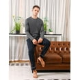 thumbnail image 5 of Purcoar Mens Pajamas Set Long Sleeve Sleepwear Loungewear Pj Sets, 5 of 9