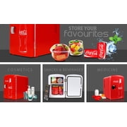 Coca-Cola Mini Fridge 4L 6 Can, Red Portable Beverage Cooler with AC/DC Car Adapter for Travel, Bedroom, Office, Dorm