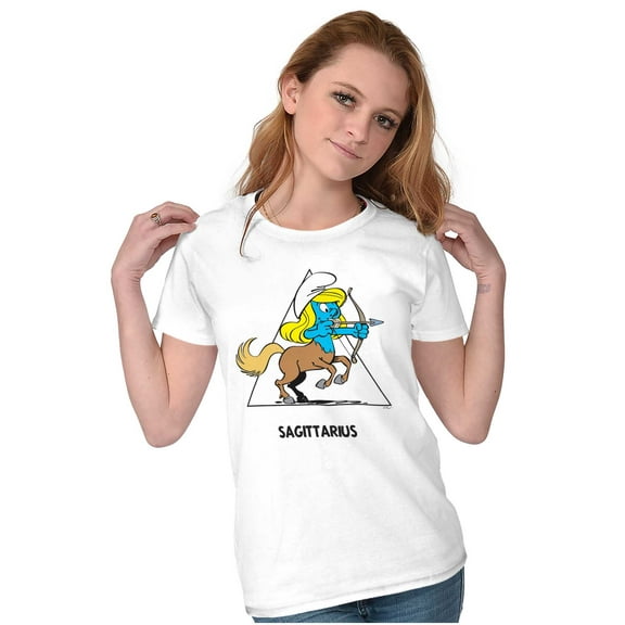 Smurfette Sagittarius Zodiac Sign Women's T Shirt Ladies Tee Brisco Brands S