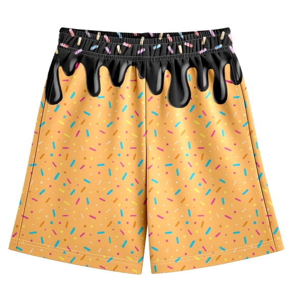 BloomJoy Little Kid 2-14T Ice Cream Shorts Baseball Boy Summer Preppy Boy Swim Trunks Toddler Beach Board Shorts with Pockets 7-8 Years Black Summer Shorts