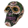 thumbnail image 5 of Black Day of The Dead Purple Fuchsia Floral Blooms Sugar Skull Figurine 7.5"L, 5 of 10