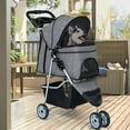 thumbnail image 2 of BestPet Pet Stroller Dog Cat Jogger Stroller Folding with Cup Holder, Grey, 3 Wheels, Mesh+Linen, 2 of 7