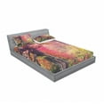 thumbnail image 3 of Forest Bedding Set with Sheet & Covers, Fairy Majestic Landscape Autumn Trees in Woodland Natural Garden in Ukraine, Printed Bedroom Decor 2 Shams, 4 Sizes, Red Green Brown, by Ambesonne, 3 of 3