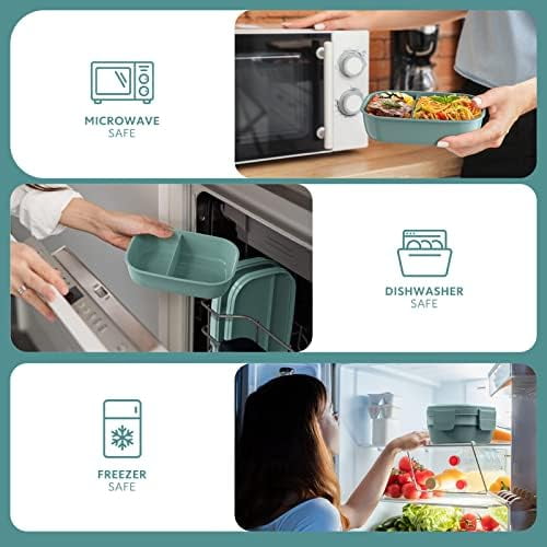 Adult Lunch Box,3 Stackable Bento Lunch Containers for Adults, Modern Minimalist Design Bento Box with Utensil Set, Leak-Proof Lunchbox for Dining Out, Work, Picnic