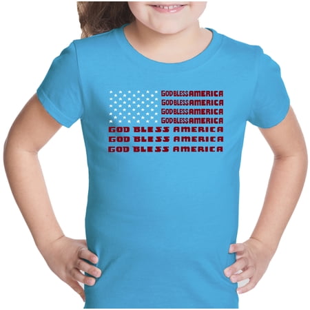 LA Pop Art Girl s Word Art T-shirt - God Bless America