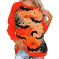 Womens Halloween Costumes 2024 Pumpkin Bats Pattern Pullover Tops Long