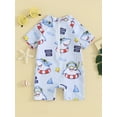 thumbnail image 4 of Bagilaanoe Toddler Baby Girl One-Piece Swimsuit Cartoon Print Short Sleeve Zipper Rashguard Swimwear 3M 6M 12M 2T 3T Kids Bathing Suit, 4 of 9