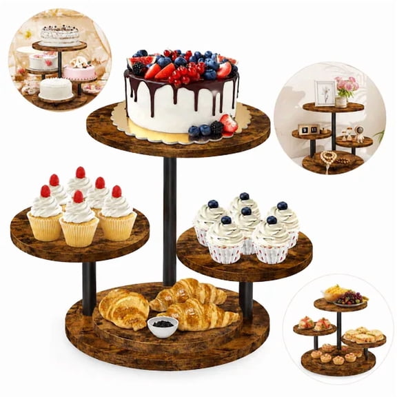 4-Tier Rotating Cupcake Stand, Farmhouse Tiered Dessert Display for Dessert Table, Wedding & Party Decor