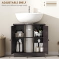 thumbnail image 5 of COCOKUN Under Sink Bathroom Cabinet, Pedestal Sink Storage Cabinet with 2 Doors, Shelf and U-Shape, Coffee, 5 of 13