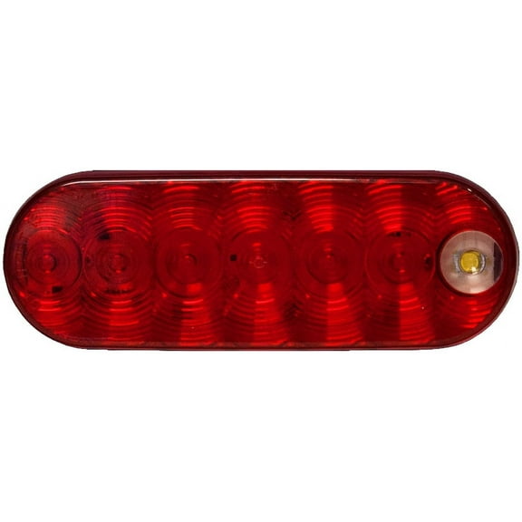 Red 6" 7 LED Oval Stop Turn Brake Truck Trailer RV White LED Reverse Light