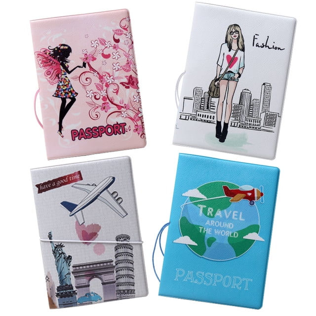 Travel Passport Holder Cover Wallet Id Card Case with Buckle PU Leather Passport Passport holder and document holder(4pcs)