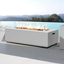 RADIATA 42” Rectangle Fire Pit Table, Dual Fuel Propane & Natural Gas Outdoor Firepit with Tank Table, 50000 BTU, Light Gray