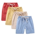 thumbnail image 2 of ITSAME Girls Casual Shorts, Lightweight Elastic Waist Loose Fit Summer Cotton Linen Athletic Shorts 4-Piece Yellow 4T, 2 of 9