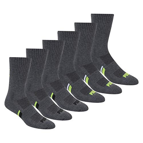 Puma Socks - United Legwear Men's Crew Socks, Grey/Green, 10-13/6-12 ...