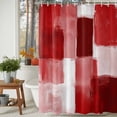 thumbnail image 2 of Red White Shower Curtain, 48" x 72", Graffiti Art Mottled Gradient Color Blocks Modern Waterproof Bathroom Curtain Washable Shower Curtain Set with 12 Hooks, 2 of 6