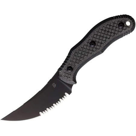 Bastinelli Creations 233S Chopper Black Part Serrated Fixed Blade Knife Black Handles
