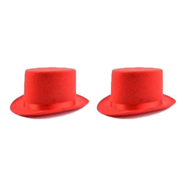 Jumpingount Top Hat Cosplay Prop Suministros para fiestas de adultos Tela no tejida Accesorios de barra multicolor Traje de deshierbe para el hogar Rojo/para niño 2piezas
