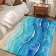 thumbnail image 4 of 3'x5' Rug for Living Room Bedroom, Teal Blue Ombre Washable Area Rugs Non-Slip Carpet Mats, Summer Beach Abstract Ocean Wave Indoor Low Pile Area Rug Runner for Kitchen, Mudroom, 4 of 8