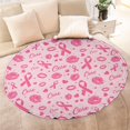 thumbnail image 4 of Pink Breast Cancer and Pioneer Flower Love Round Blanket,Comfortable Soft Flannel Throw Blanket,All Season,Warm Lightweight Blankets for Sofa Bed Couch Living Room Chair 47"x47", 4 of 5