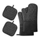 thumbnail image 1 of Cateissary 4 unids/set de guantes antiadherentes de silicona para horno, manoplas para hornear barbacoa, manoplas antideslizantes resistentes al Cocina y Comedor Romboide negro, 1 of 6