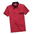 thumbnail image 1 of Unisex Jacket Men Women Shirt Coat Breathable Short Sleeve Comfortable Workwear Chef Clothes for Cooking Size Red, 1 of 6