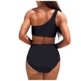 thumbnail image 4 of Women's High Waisted Bikini Sets for Women Tummy Control Swimsuits Neon Two Piece V Neck Drawstring Bathing Suits Gibobby(L,Black), 4 of 9