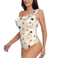 thumbnail image 3 of Yiaed Milk Tea Print Women One Piece Swimsuits Tummy Control One Shoulder Bathing Suits Pattern Ruffle Swimwear-X-Large, 3 of 8