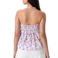 thumbnail image 2 of Gupgi Women Flower Tube Top Strapless Tie Front Smocked Bandeau Tops Off Shoulder Ruffle Vest, 2 of 8