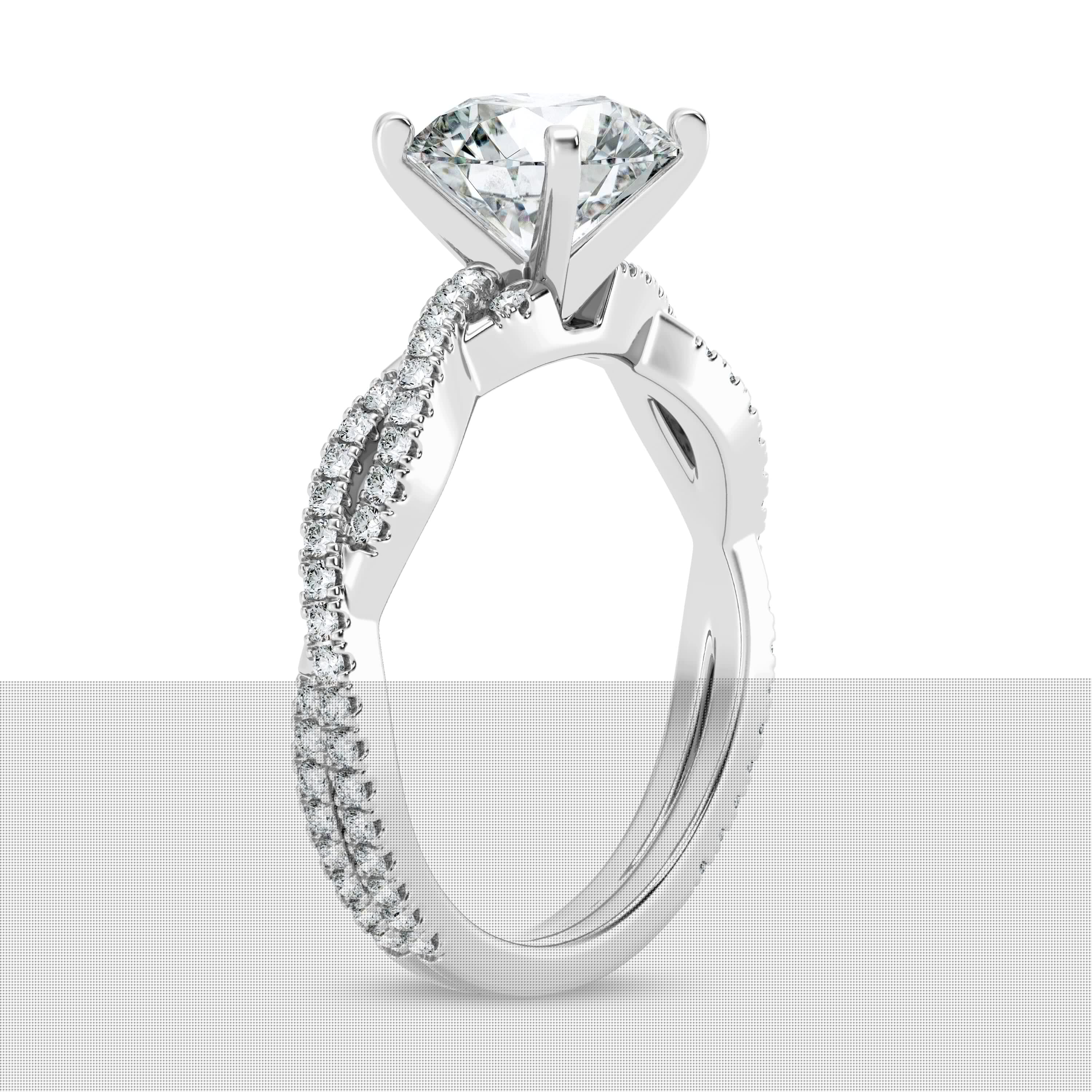 thumbnail image 2 of Silvago Jewelry Round Cut 1.28 Ct Moissanite Solitaire Ring - Infinity Crossover Shank Engagement Ring - 14K White Gold Plated Jewelry, 2 of 3