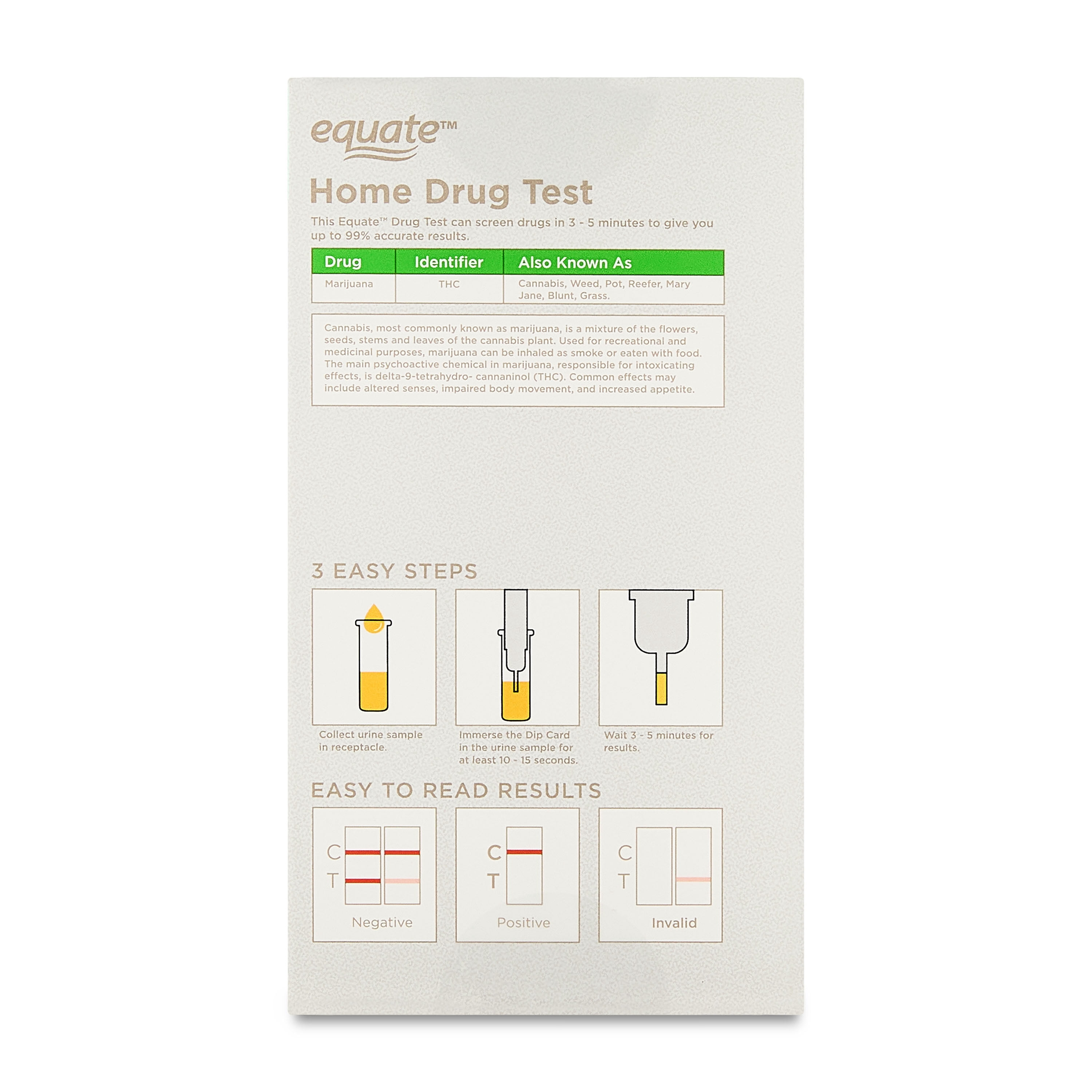 Equate 1 Panel At-Home Drug Test for Marijuana, 1 Urine Test, One Size