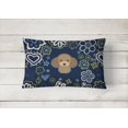thumbnail image 2 of Carolines Treasures BB5107PW1216 Blue Flowers Chocolate Brown Poodle Canvas Fabric Decorative Pillow, 2 of 3