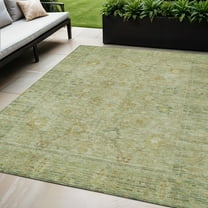 HomeRoots 603882 5 x 8 ft. Sage, Green & Brown Oriental Washable Indoor & Outdoor Rectangle Area Rug