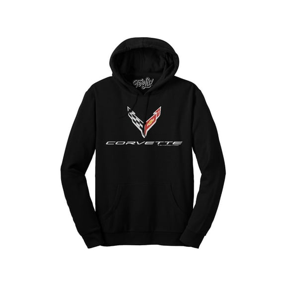 Tee Luv Chevrolet Corvette C8 Car Logo Graphic Hoodie (Men's) (L)
