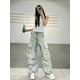 thumbnail image 2 of 2024 nuevos pantalones vaqueros de mujer de cintura alta holgados y rectos de gran tamaño con múltiples bolsillos estilo punk Y2K para lavado americano de industria pesada, 2 of 5