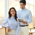 thumbnail image 4 of Camisa de vestir de algodón puro de alta gama para hombres y mujeres, estilo informal de negocios, antiarrugas, de algodón completo, camisa de cuello blanco para hombres, 4 of 5