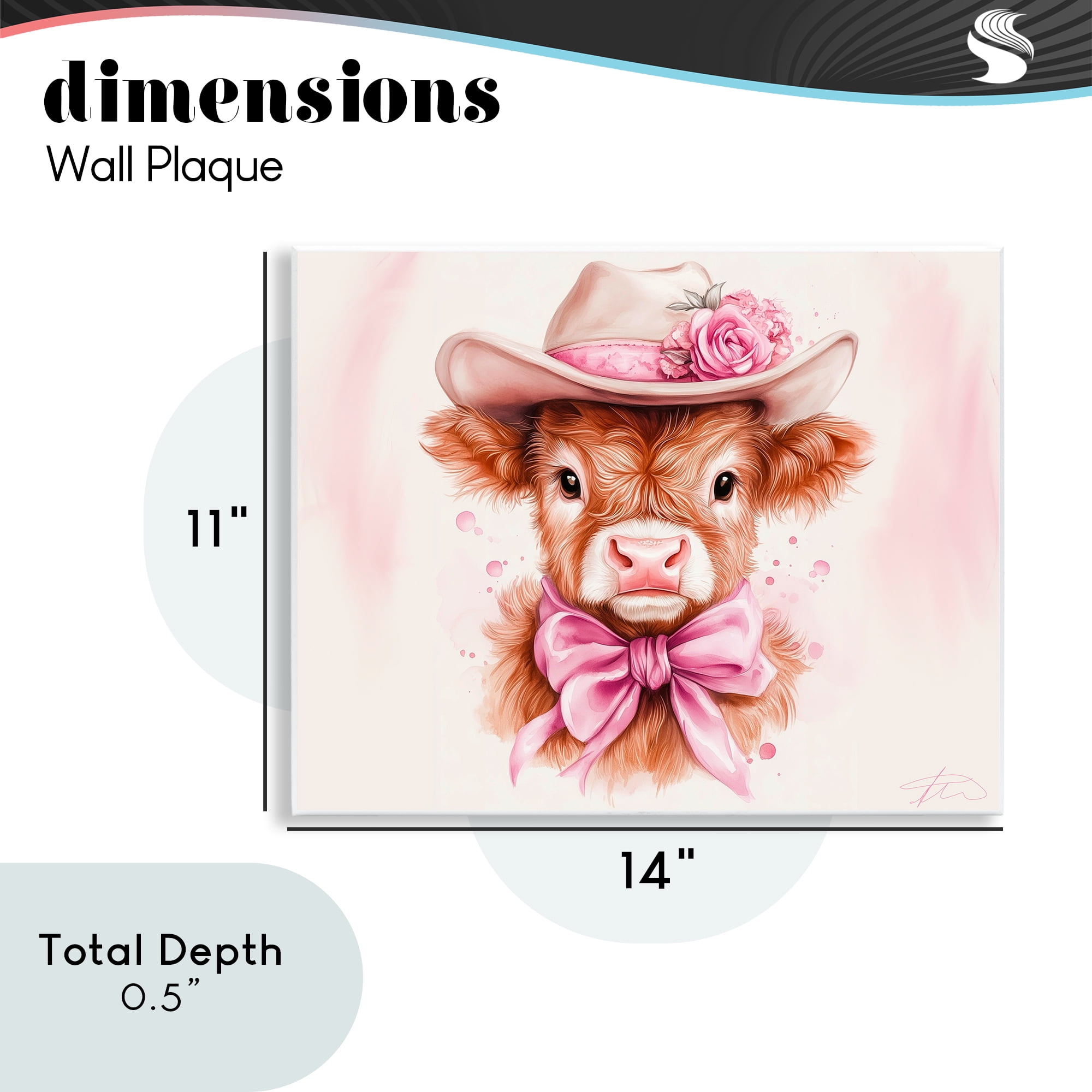 Pretty In Pink Cow Wall Plaque Art, design by Shawna Stewart