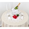 thumbnail image 3 of White European Lace and Antique Jacquard Fabric Table Topper (23"/33"), 3 of 5