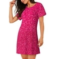 thumbnail image 2 of Haiem Rose Red Glitter Print Women’s Short-sleeved Nightdress – Comfortable and Loose-Fit Sleepwear, Soft Cotton Sleep Shirt for Relaxing, Casual Nightdress, 2 of 6