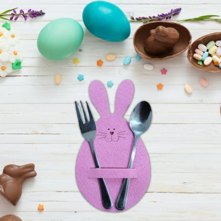 

Party Tableware Easter Bunny Head Knife And Fork Bag Rabbit Head Cutlery Set 4 Sets Three Colors