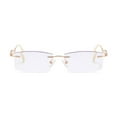 thumbnail image 3 of Women's Ultra-light Rimless Gold Reading Glasses 2.0 Sunglasses Blue Light Blocking Presbyopic Glasses Gradient Purple Rectangle Readers +2.00, 3 of 6