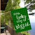 thumbnail image 2 of St Patrick‘s Day House Flag Double-Sided Lucky Shamrock Green Black Buffalo Plaid Checkered Yard Flags Stay Lucky Stay Blessed Farmhouse Clover Outdoor Decoration for Spring Holiday, 28 x 40 Inch, 2 of 6