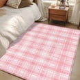 thumbnail image 4 of Area Rugs 2.7'x5', Pink Plaid Carpet for Living Room Bedroom Dining Room, Modern Art Checkered Farmhouse Throw Kitchen Rugs Non Slip Washable Rectangle Indoor Outdoor Rugs, 4 of 8