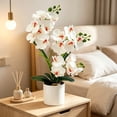 thumbnail image 6 of Phalaenopsis Orchid Artificial Potted Plant, Lifelike Faux Flower Arrangement, Home Office Decor, Indoor Tabletop Centerpiece, 6 of 7