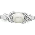 thumbnail image 5 of Sterling Silver Rhodium Fw Cultured Button Pearl & Diamond Ring (Size 6) Made In India qdx858-6, 5 of 5